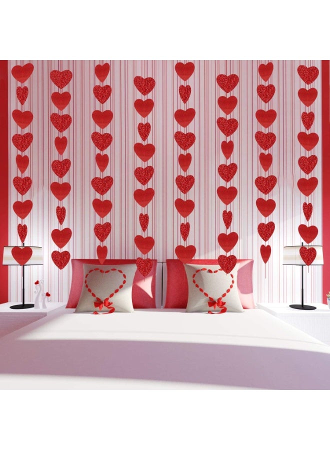 BrainGiggles Red Heart Garland Banner Streamer Set Balloons Hanging Strings Swirls for Party Decorations Valentines Decor Room Setup for Adults Kids (Heart Hanging String (12pcs)) - Image 5